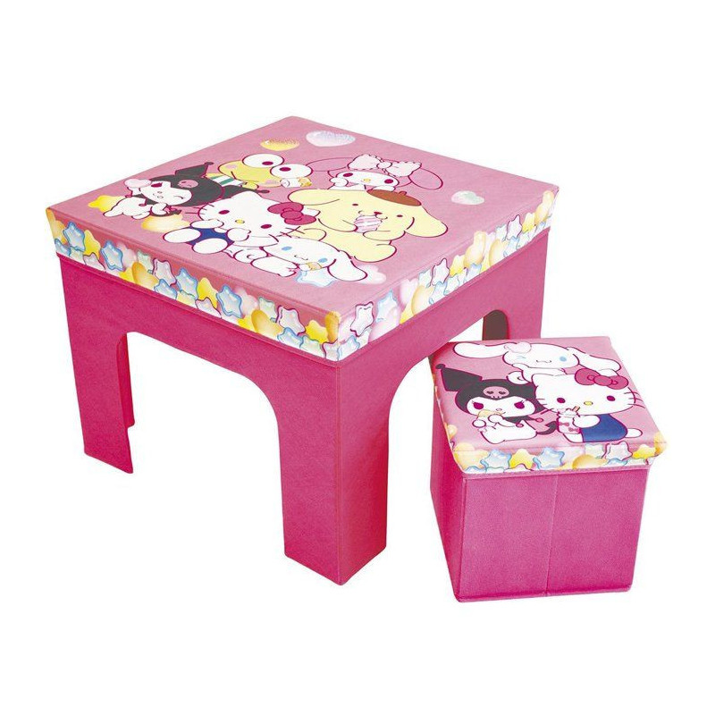 Ensemble table et tabouret de rangement - Hello Kitty - FUN HOUSE - Pl