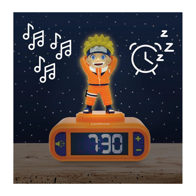 LEXIBOOK - Réveil - Veilleuse Naruto avec effets sonores