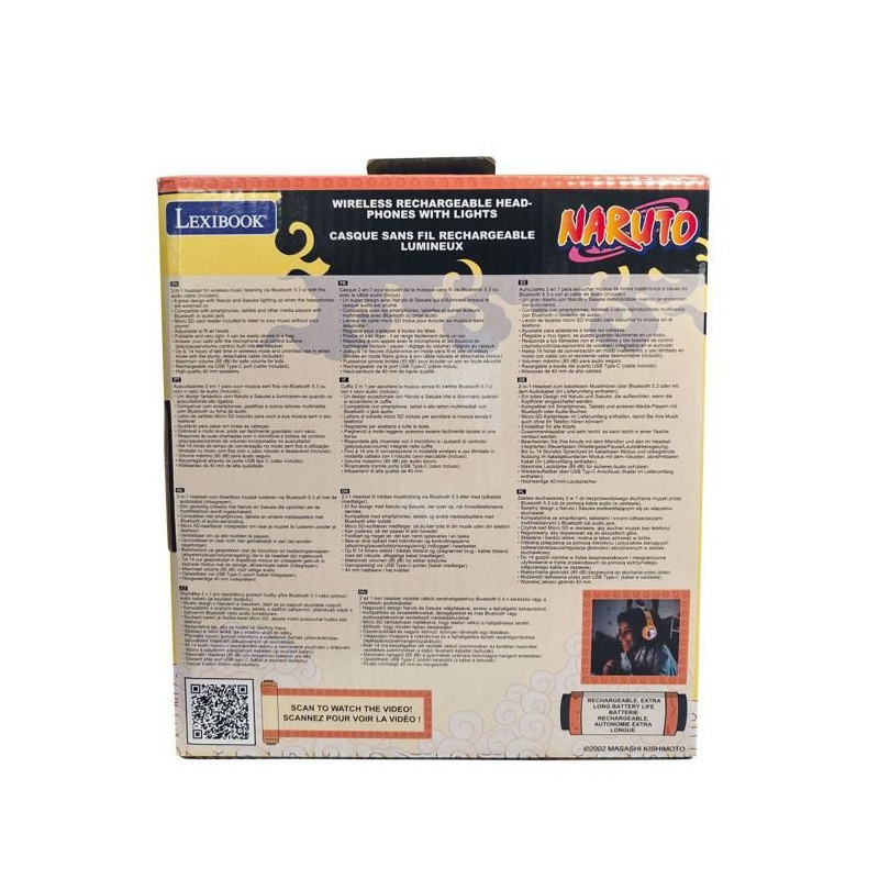 Casque pliable lumineux Bluetooth 5.3 Naruto 3D – Micro, filaire (ja