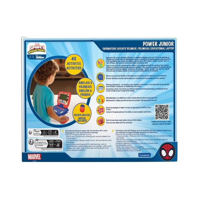 Ordinateur portable éducatif - Spidey parlant bilingue - Bilingue FR/