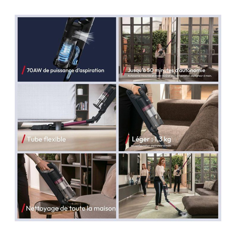 Aspirateur balai sans fil - HOOVER HF1M10HX - 70 AW - Autonomie 50 min