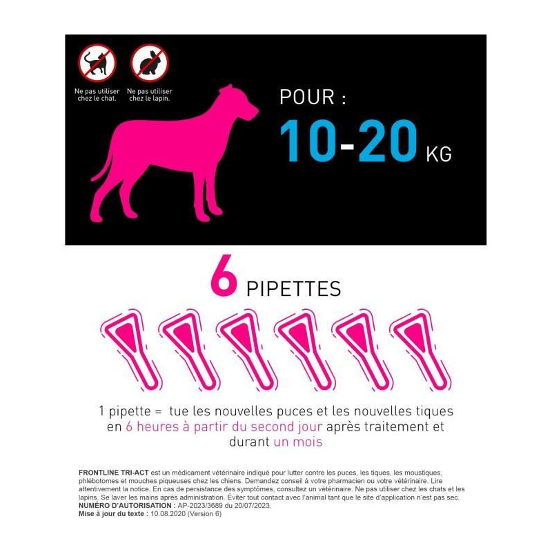 FRONTLINE TRI-ACT 10-20kg - 6 pipettes