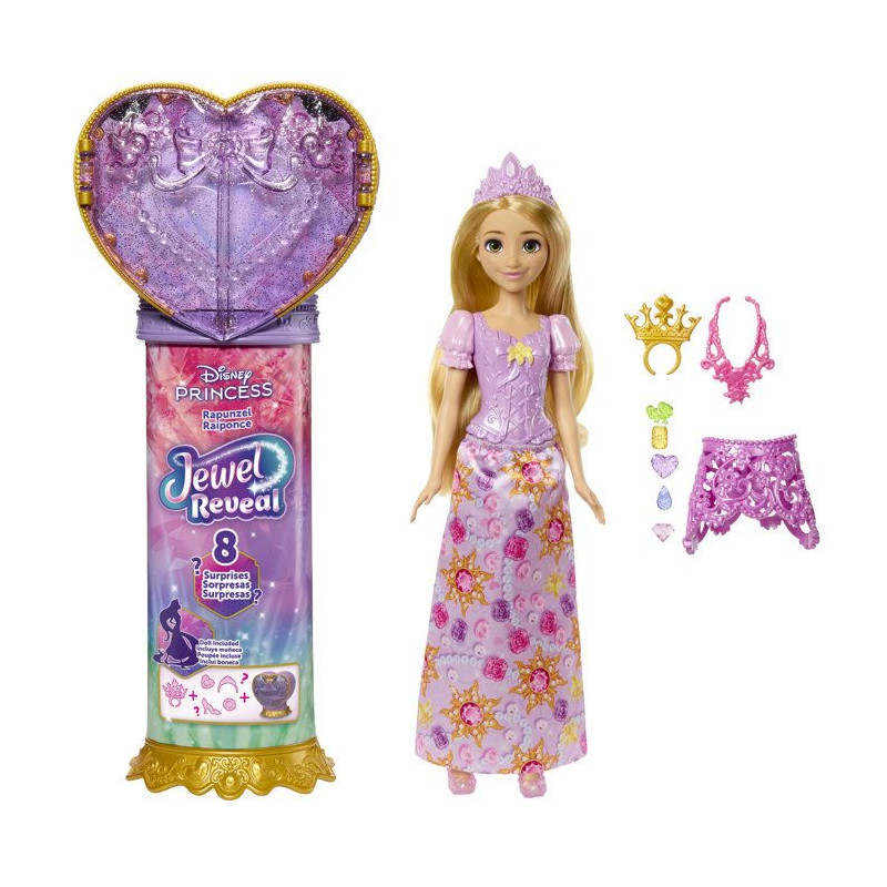 Poupée mannequin - Disney - Raiponce Jewel Reveal avec 8 surprises -