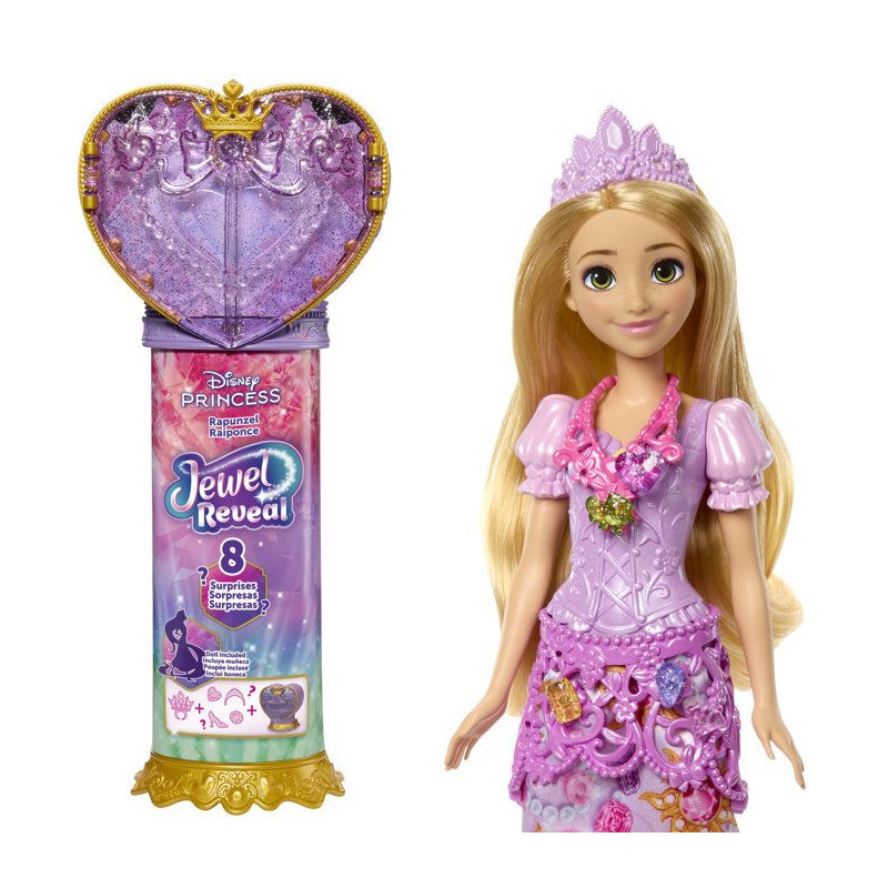 Poupée mannequin - Disney - Raiponce Jewel Reveal avec 8 surprises -