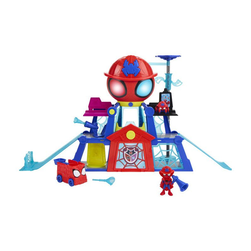 Spidey QG Rescue-Webs, coffret avec véhicule et figurines de 7,5 cm,