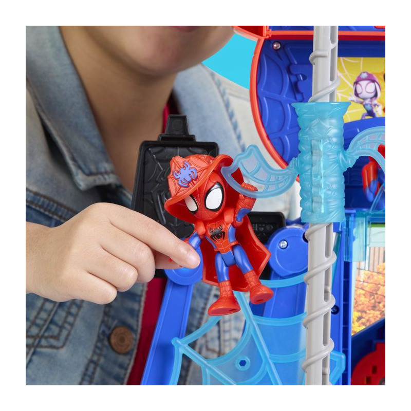 Spidey QG Rescue-Webs, coffret avec véhicule et figurines de 7,5 cm,