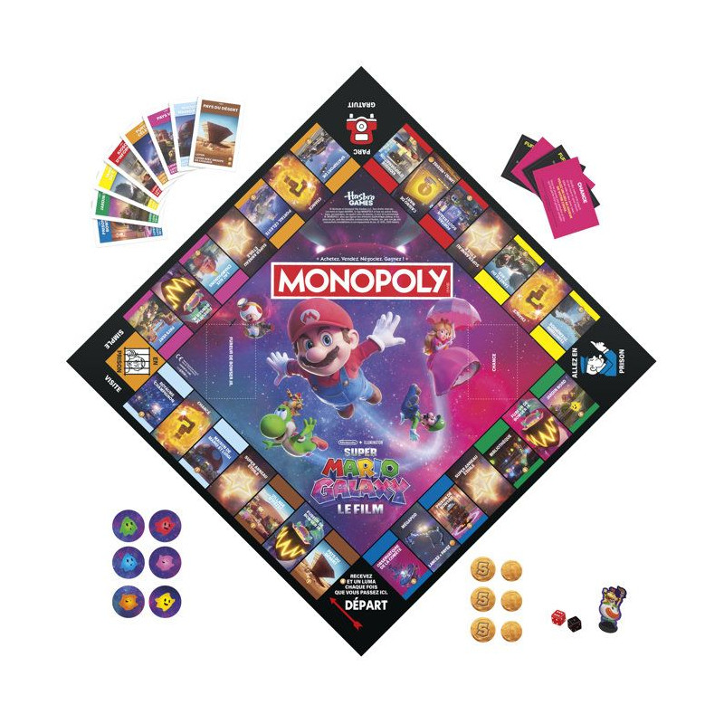 Monopoly Super Mario Galaxy Le Film, jeu de plateau I jeu familial amu