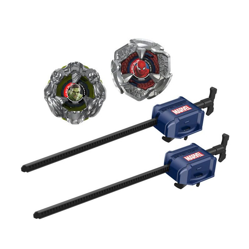 Beyblade X et Marvel, Spider-Man 6-60R contre Hulk 3-85N, 2 toupies d