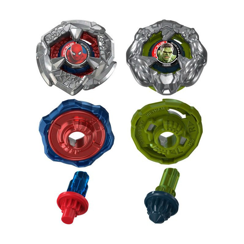 Beyblade X et Marvel, Spider-Man 6-60R contre Hulk 3-85N, 2 toupies d