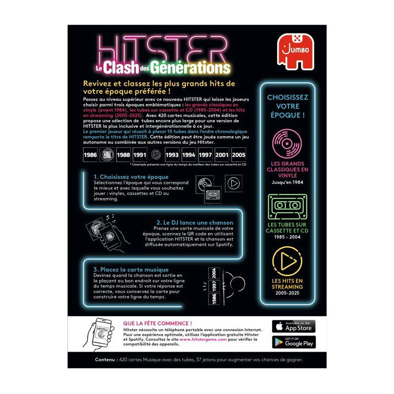 Hitster - Jeu d'ambiance - JUMBO - Le clash des générations - 2 a 10
