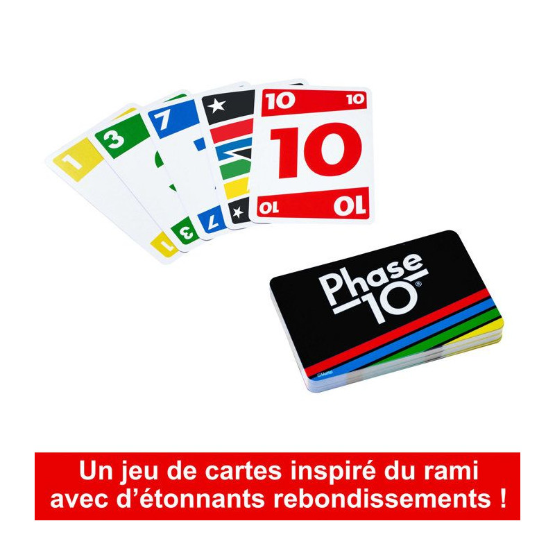 Phase 10 - Jeu de cartes - Mattel Games - Variante du rami, 108 cartes