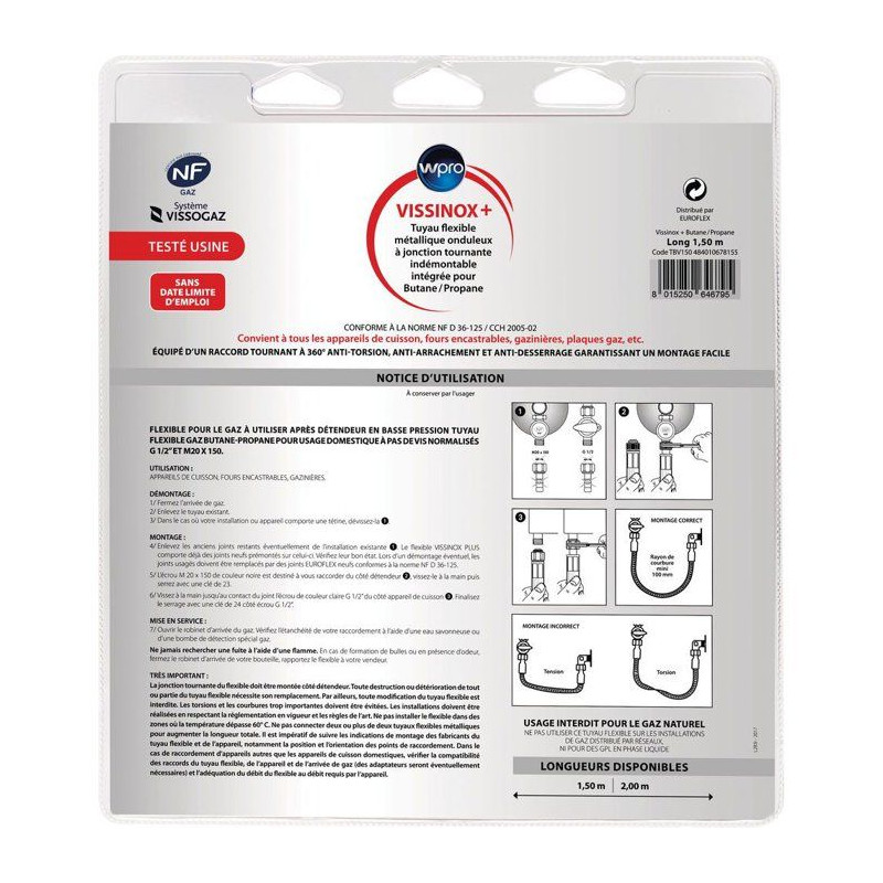 VISSINOX TBV150+ Gaz Butane propane - Illimité