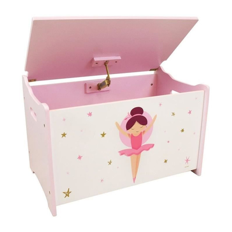 Wooden toy box - ballerina dancer - Fun House - H.40 x L.58 x D.36 cm
