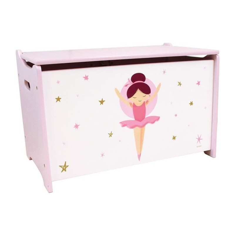 Wooden toy box - ballerina dancer - Fun House - H.40 x L.58 x D.36 cm