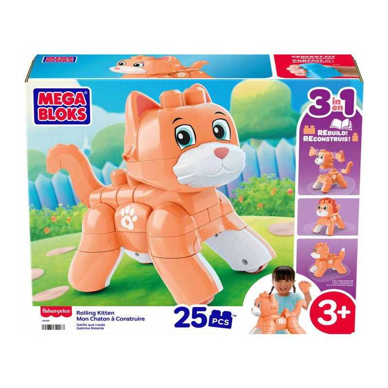 MEGA BLOKS Fisher-Price - Mon Chaton 3 en 1 a Construire - Plastique -