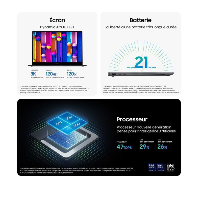 PC portable - SAMSUNG - Galaxy Book 5 Pro - 14'' - Intel Core Ultra 7
