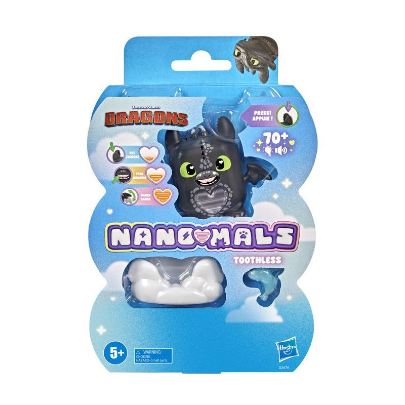 Nano-mals Dragons Krokmou, compagnon électronique, plus de 70 réact