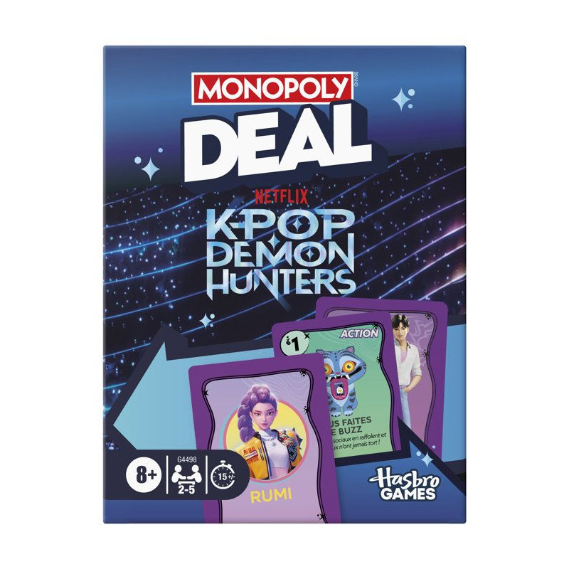 Monopoly Deal : KPop Demon Hunters, jeu de cartes familial pour enfan