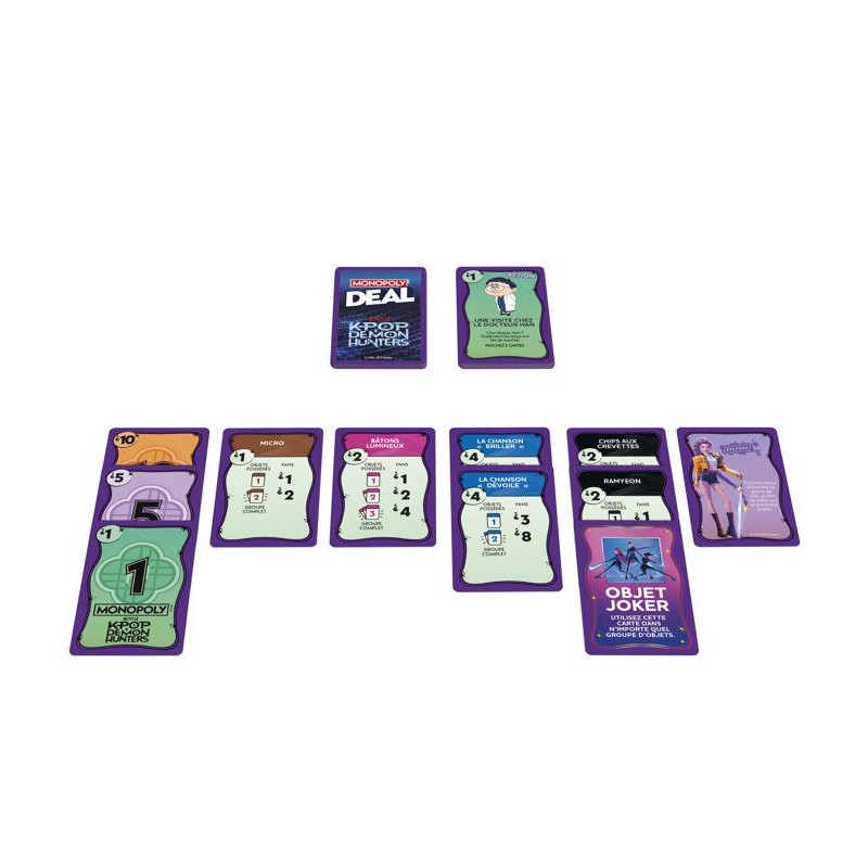 Monopoly Deal : KPop Demon Hunters, jeu de cartes familial pour enfan