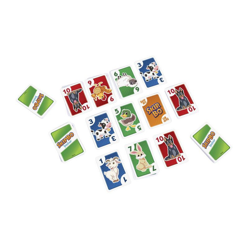 Skip-Bo Junior - Jeu de cartes - Mattel Games - 2 niveaux de jeu, 112