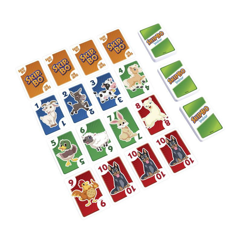 Skip-Bo Junior - Jeu de cartes - Mattel Games - 2 niveaux de jeu, 112