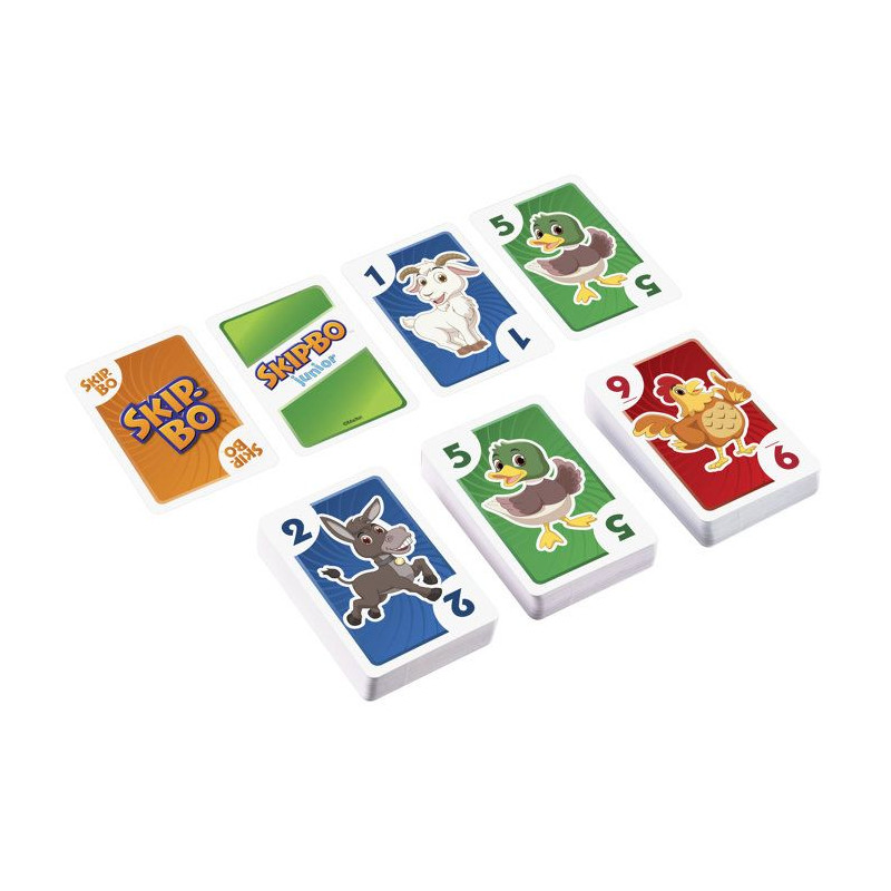Skip-Bo Junior - Jeu de cartes - Mattel Games - 2 niveaux de jeu, 112