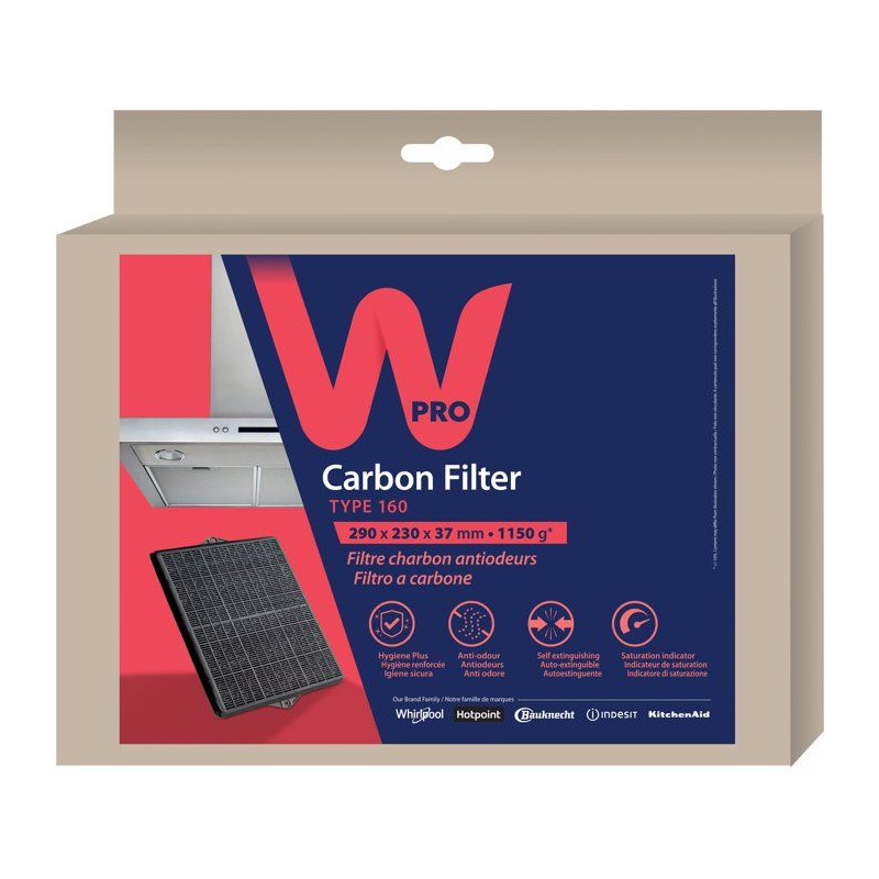 Filtre charbon hotte - WPRO - CHF007/2 - Anti-odeurs - Haute performan