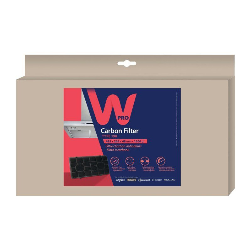 Filtre charbon hotte - WPRO - CHF190/1 - Anti-odeurs - Haute performan