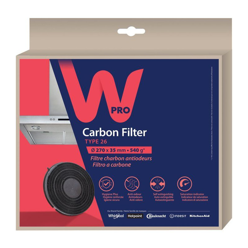 Filtre charbon hotte - WPRO - FAC269/1 - Anti-odeurs - Hygiene plus -