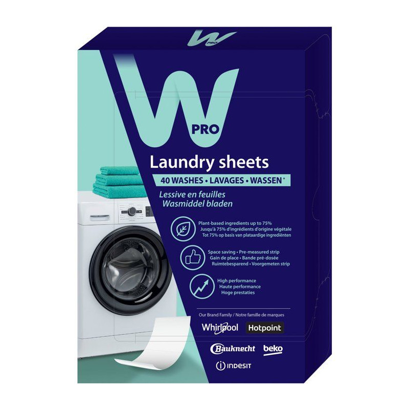 Lessive feuilles - WPRO - LDS025 - Éco-responsable - Compact - Lavage