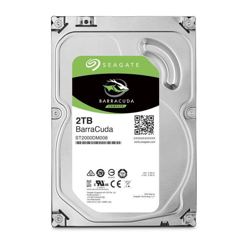 SEAGATE - Disque dur Interne HDD - BarraCuda - 2To - 7200 tr/min - 3.5