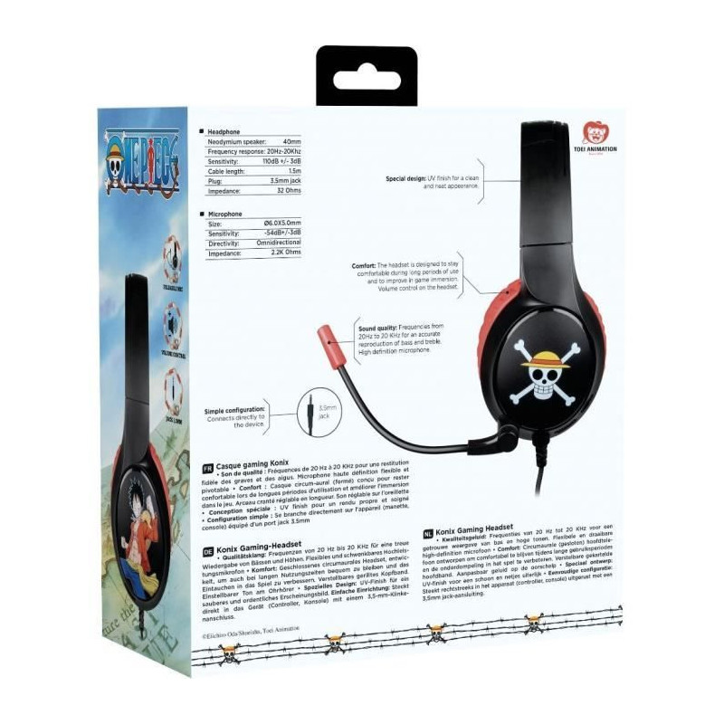 Wired gaming headset - KONIX - One Piece - PC, PS4, PS5, Switch and Xb