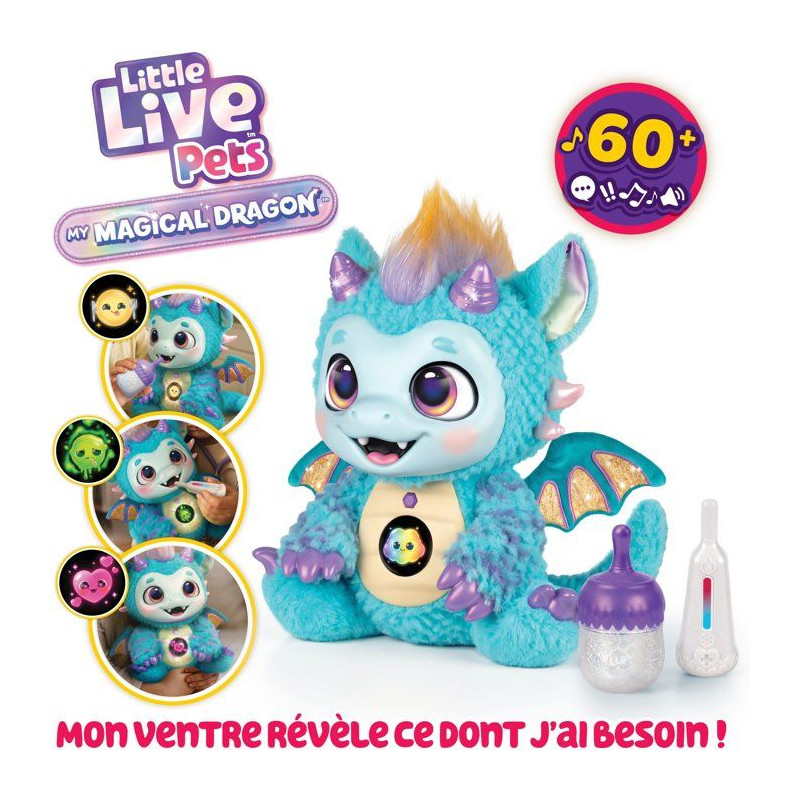 Peluche interactive - LITTLE LIVE PETS - Magical Dragon - Réactions -