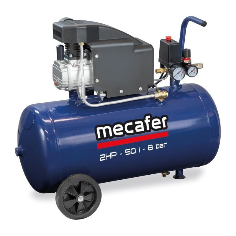 Compresseur - MECAFER - 425794 - Bleu - 50 L - 2 HP - 8 Bar
