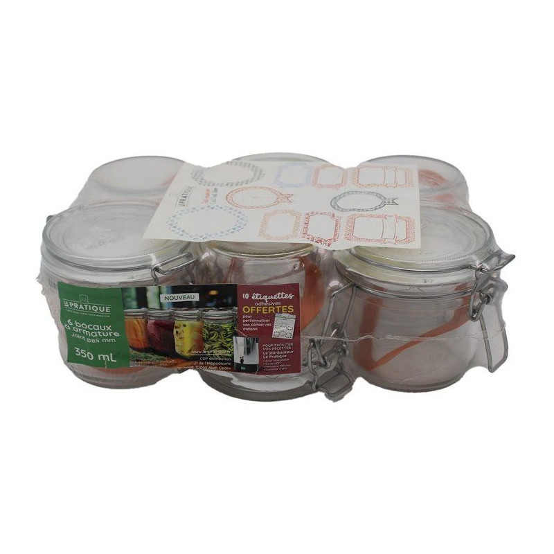 Bocaux à armature - LE PRATIQUE - 7523 - 350 ml - Pack de 6 - 10 éti