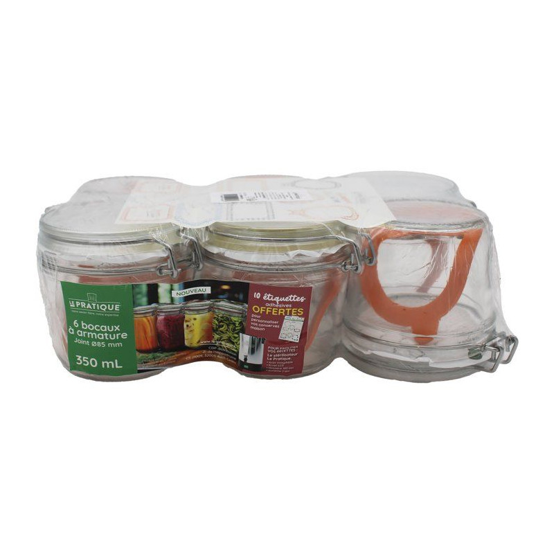 Bocaux à armature - LE PRATIQUE - 7523 - 350 ml - Pack de 6 - 10 éti