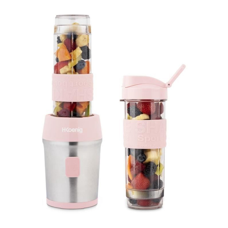 Mini blender - SMOO12 - 300 W - 570 mL - Pastel pink - 2 water bottles