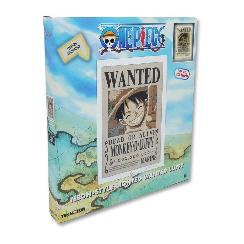 Lampe LED - TEKNOFUN - Néon mural Luffy Wanted One Piece 30 cm