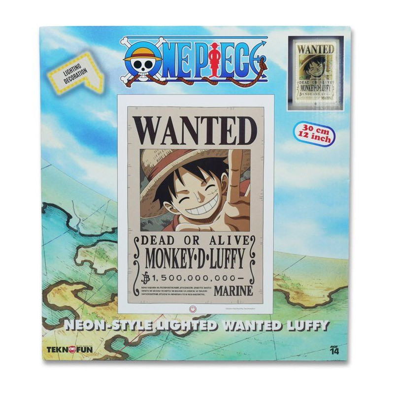Lampe LED - TEKNOFUN - Néon mural Luffy Wanted One Piece 30 cm