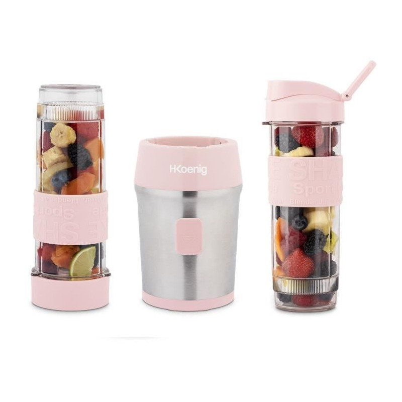 Mini blender - SMOO12 - 300 W - 570 mL - Pastel pink - 2 water bottles