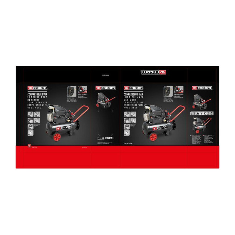 Compresseur - Horizontal - Facom - Moteur induction - 24 L - 2,5 HP -