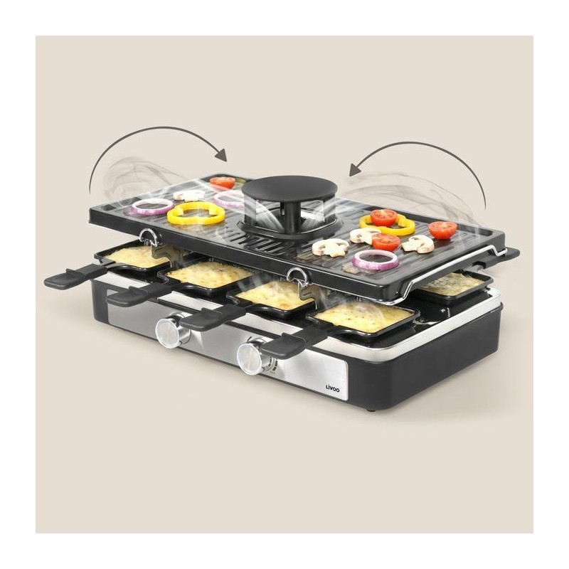Raclette - LIVOO - DOC372N - 8 personnes - grill - hotte aspirante