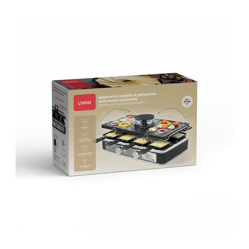 Raclette - LIVOO - DOC372N - 8 personnes - grill - hotte aspirante