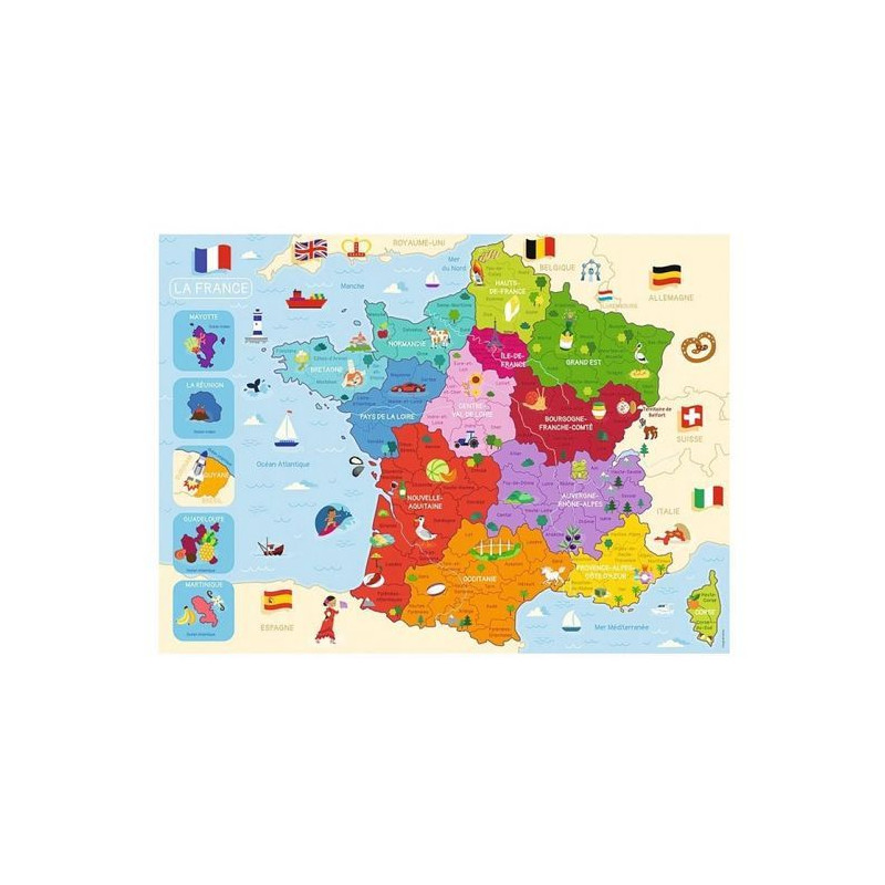 Puzzle 250 p carte de France - NATHAN JEUX - Bleu - Carton - 250 piece