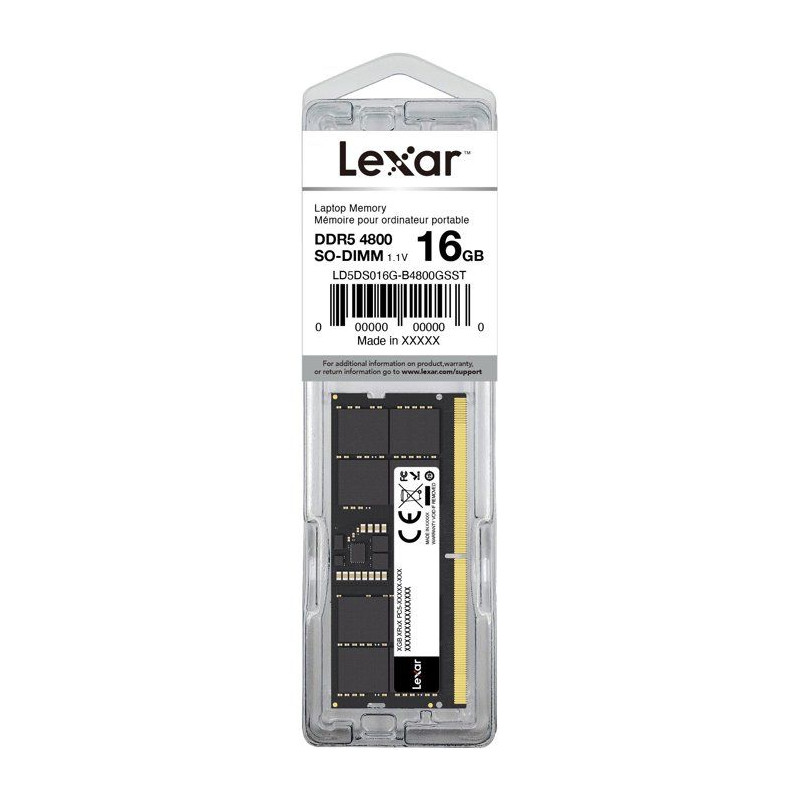 Barrette Mémoire - LEXAR - DDR5 8 Go - 262 PIN So-DIMM - 5600 Mbps CL