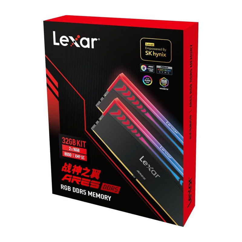 Barrette Mémoire - LEXAR Ares - DDR5 8000 - CL38 1.45 V - 32 Go (2x 1