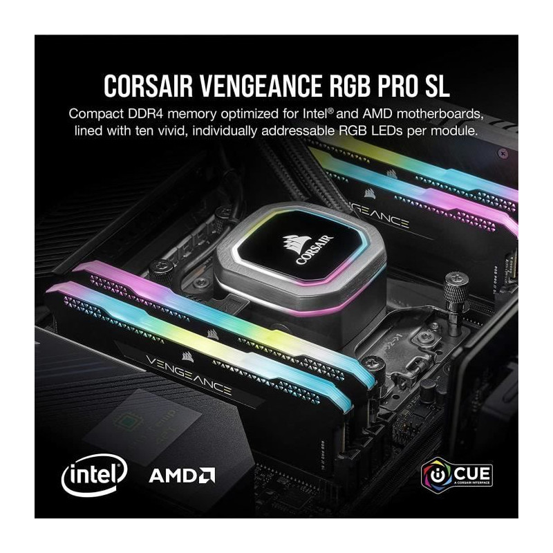 Mémoire RAM - CORSAIR - Vengeance RGB Pro SL DDR4 - 16GB 2x8GB DIMM -
