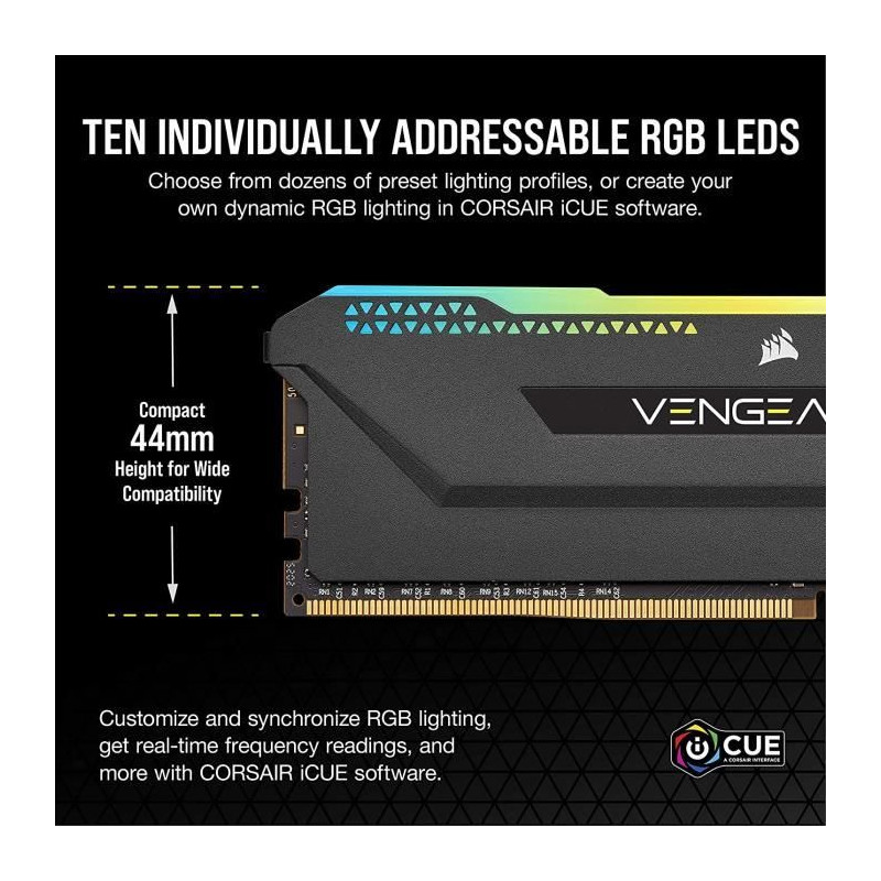 Mémoire RAM - CORSAIR - Vengeance RGB Pro SL DDR4 - 16GB 2x8GB DIMM -
