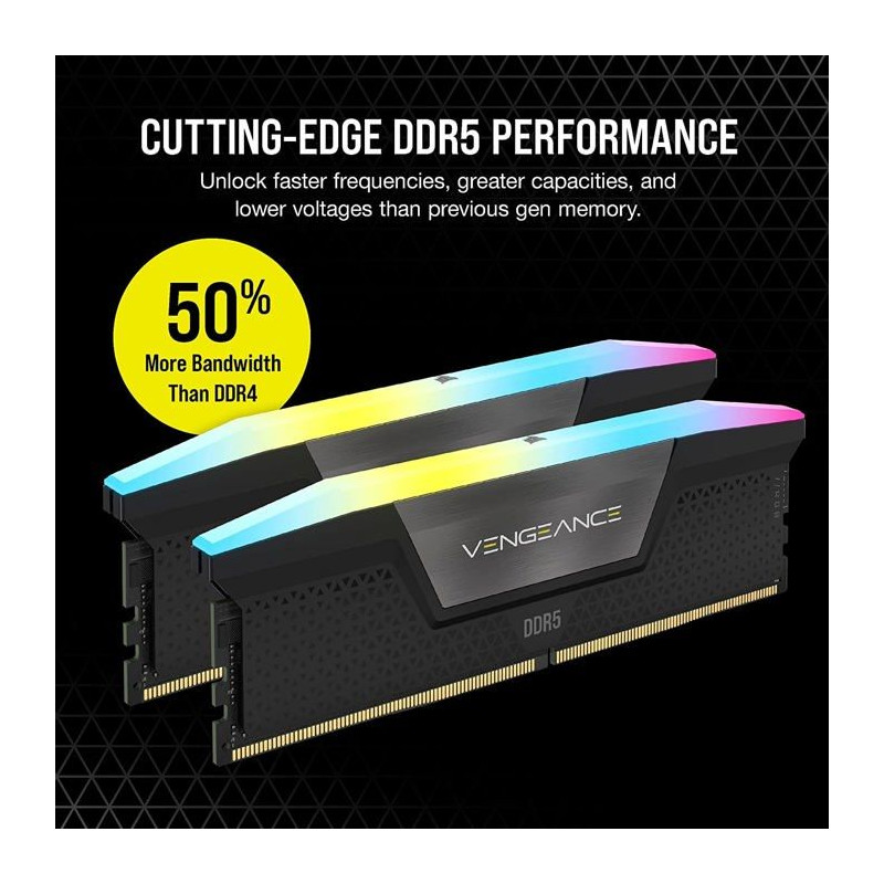 Mémoire RAM - CORSAIR - CMH32GX5M2B6400C36 - VENGEANCE RGB - DDR5 - 3