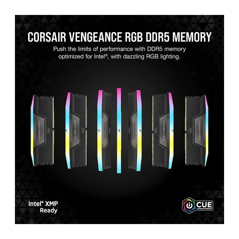 Mémoire RAM - CORSAIR - Vengeance RGB DDR5 RAM 64Go (2x32Go) 6400MHz
